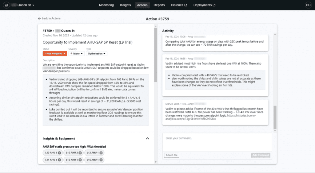 Bueno Analytics Tab 4 Insights to Actions Reporting View Reporting & Dashboard for CRE