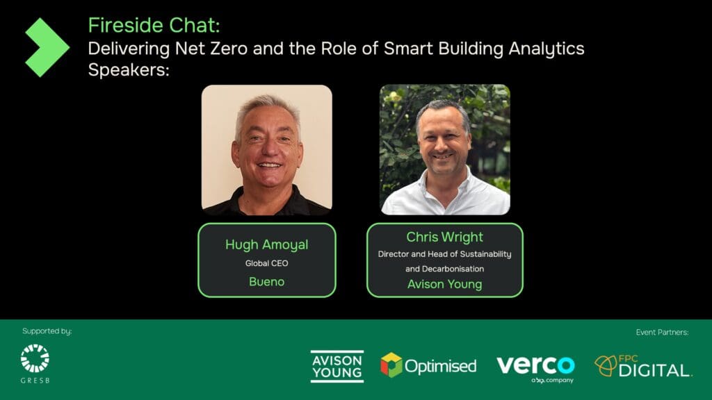 London Fireside Chat sur le thème "Delivering Net Zero" - Hugh Amoyal et Chris Wright discutent de l'analyse des bâtiments intelligents.
