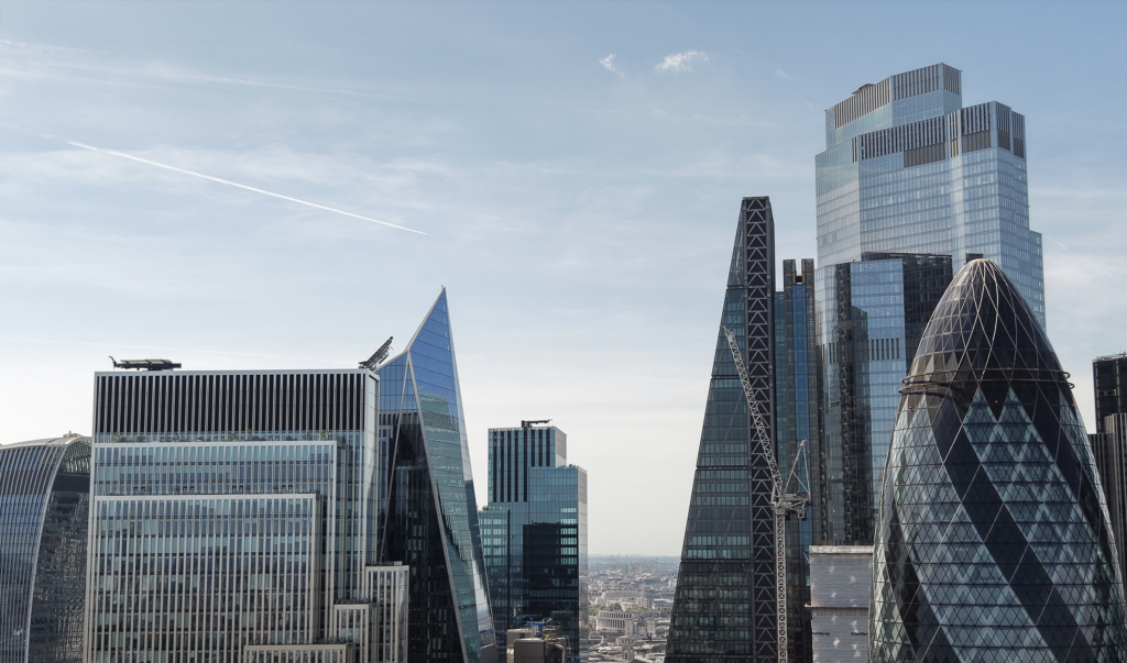 Modern UK commercial office building representing compliance with the UK Net Zero Carbon Buildings Standard